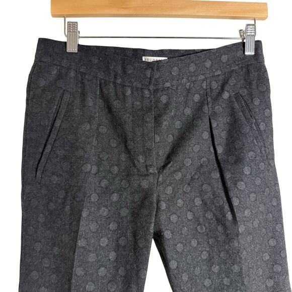 Brunello Cucinelli Gray Polka Dot Mid Rise Slim Fit Italian Virgin Wool Pants 4 - Picture 2 of 11
